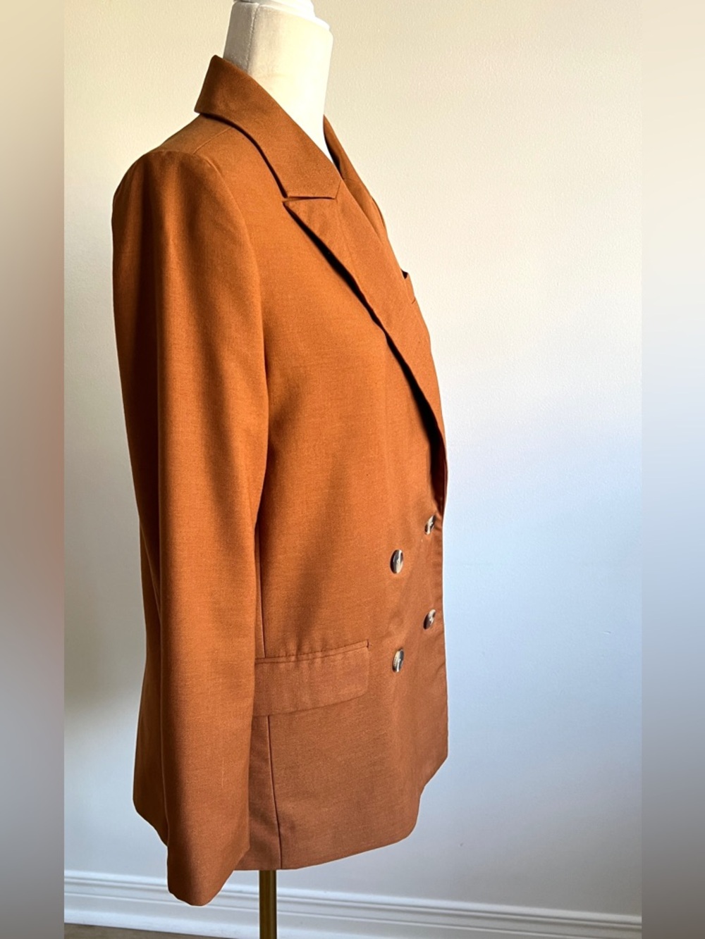 Brown with Rust Tone •Double-Breasted Blazer •Classic Work Wear •Minimalist - Picture 7 of 13